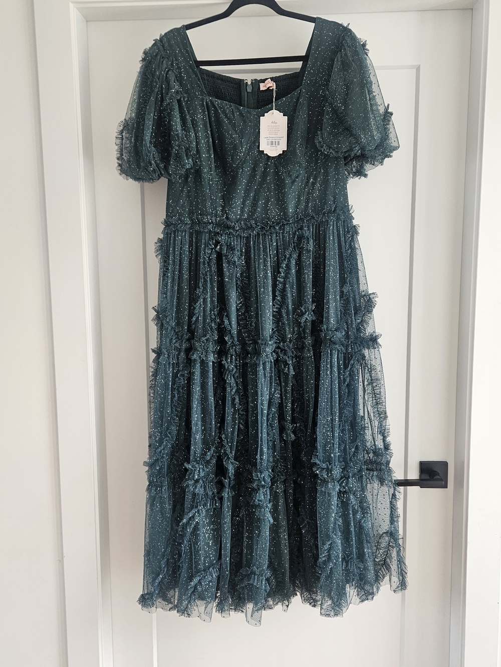 Ivy City Co Layla Dress In Emerald Sparkle Tulle Maxi Dress 16W